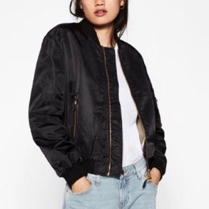 Zara Basic Black Outerwear Bomber Jacket